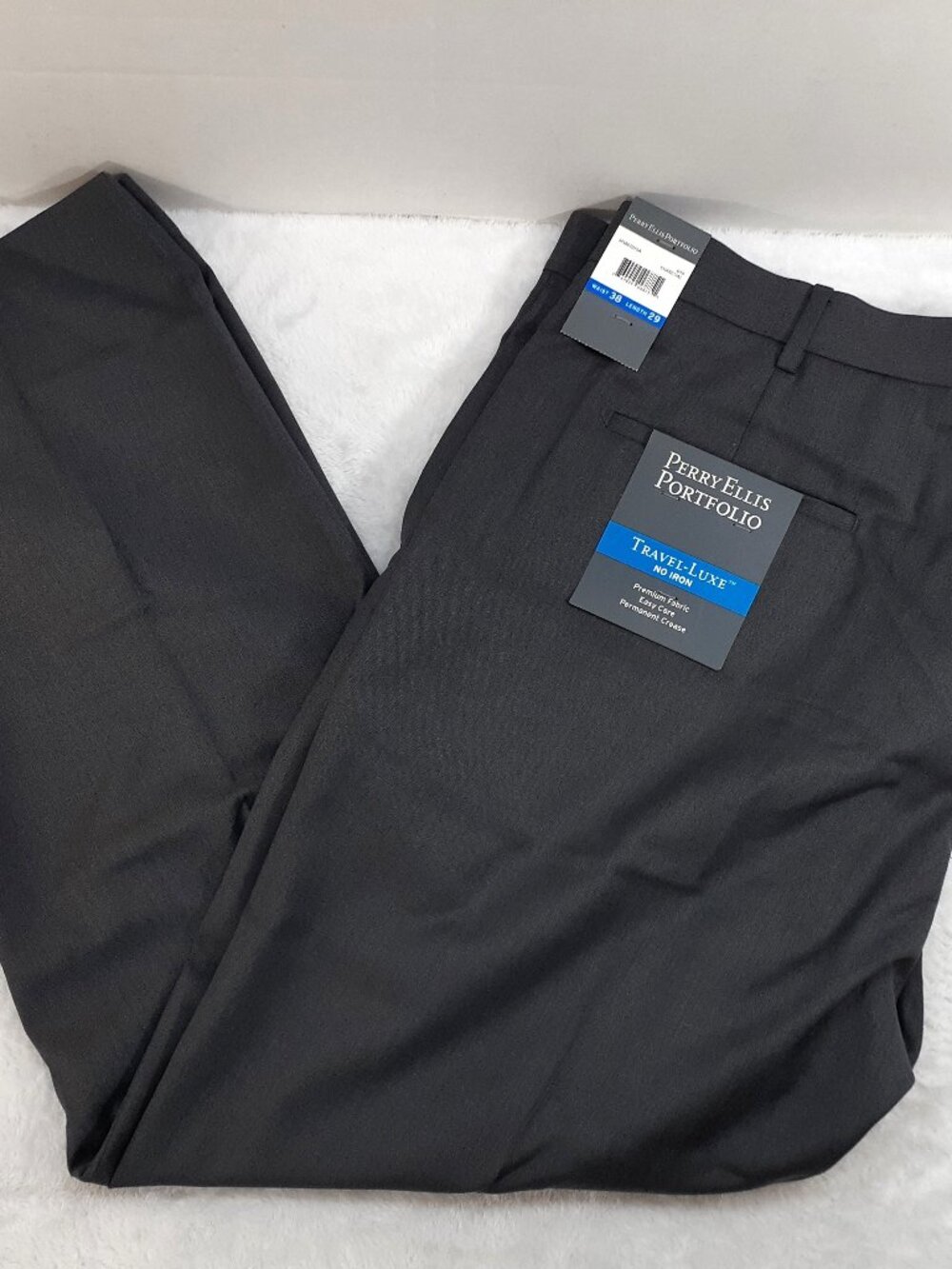 Perry Ellis Portfolio Dress Pants Mens 38x29 Charcoal Travel Luxe No Iron NWT
